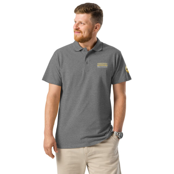 unisex-premium-pique-polo-shirt-grey-melange-front-697966ff66ab9.jpg Team Happy Husband | Playoff Edition | Polo